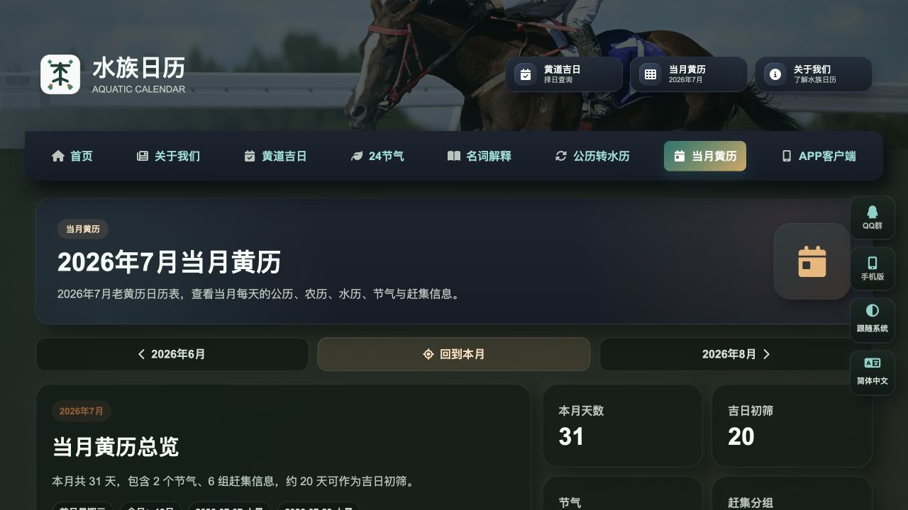 水族日历网数据范围、来源与计算说明